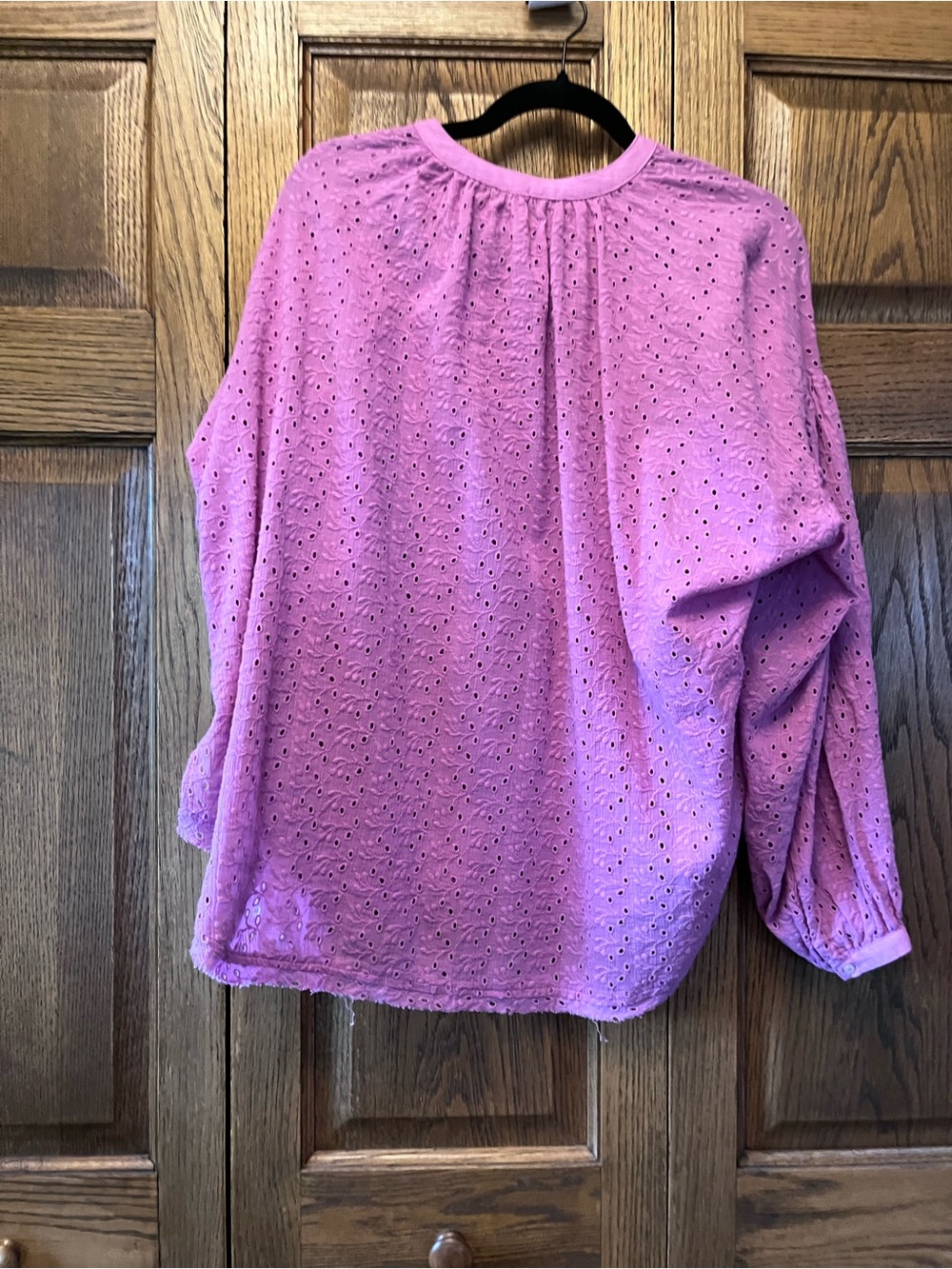 Free People Lavender Pink Eyelet Button-Front Blouse - Picture 4 of 4